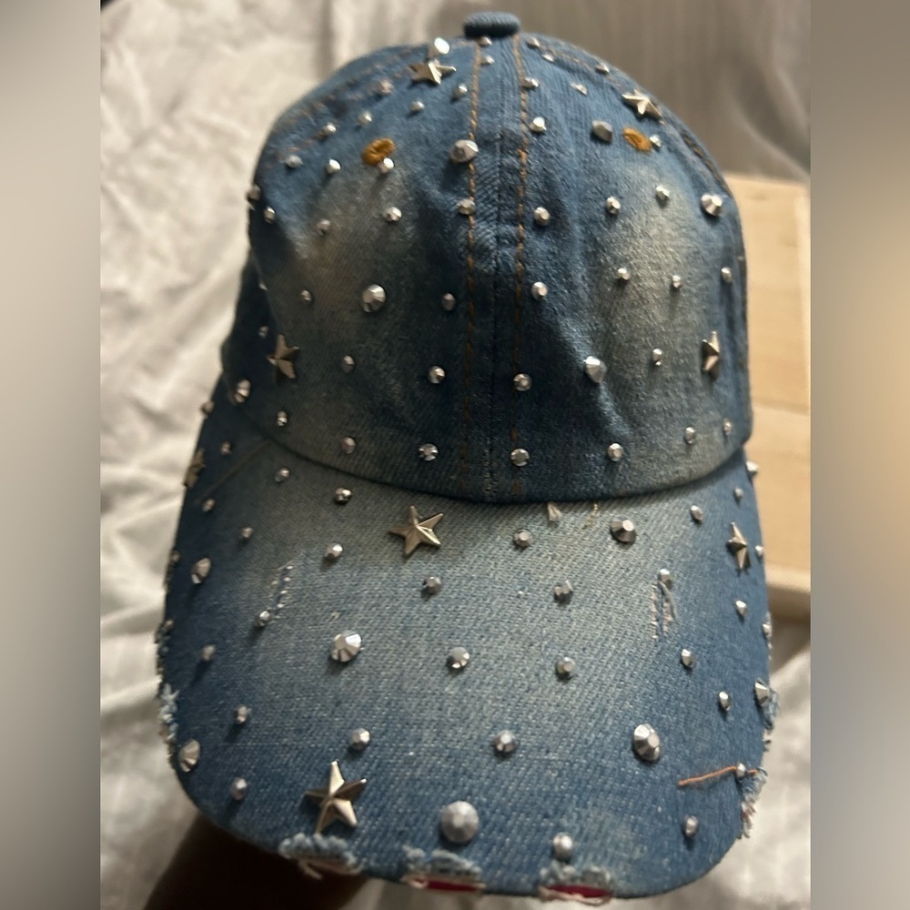 💝 Bling Stars Rhinestone Denim Jean Adjustable Cap